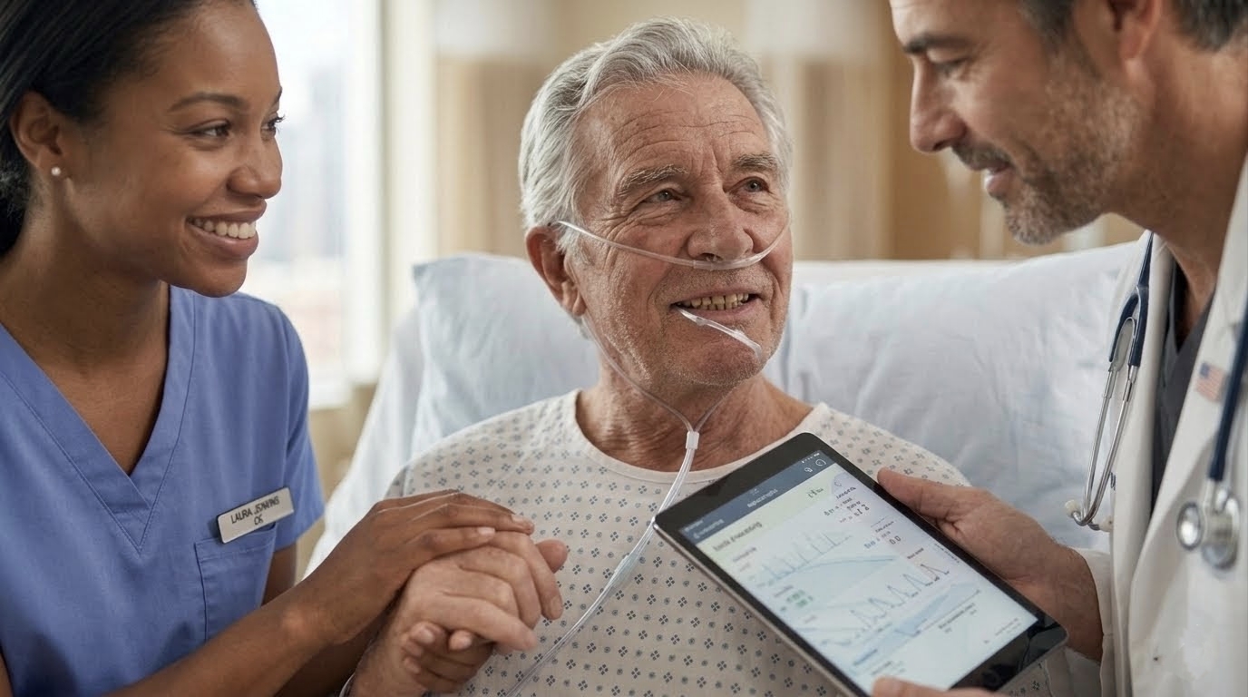 Healthcare professional reviewing patient information